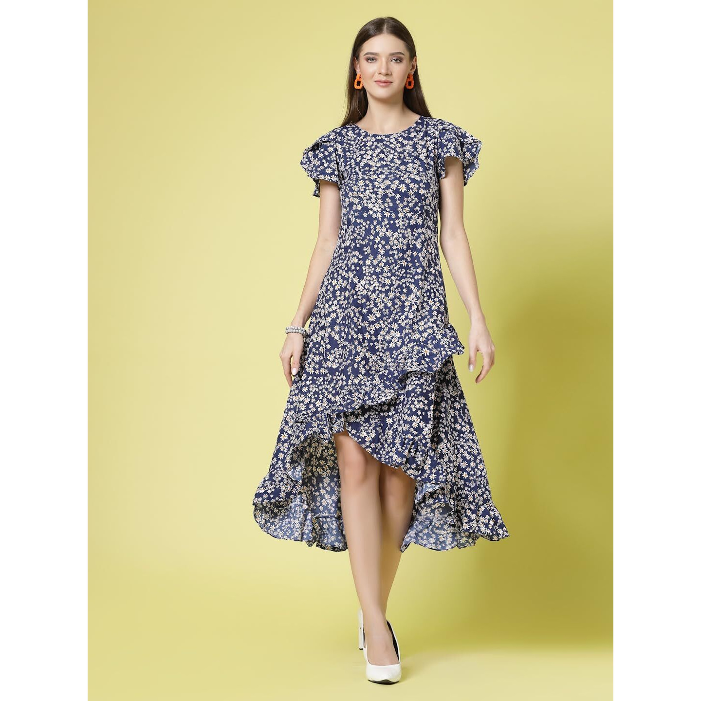 Oomph Dress For Women Stylish| Summer Vacation Style |Floral Print Wrap Maxi |Lightweight Flared Maxi Dress For Casual & Holiday Wear