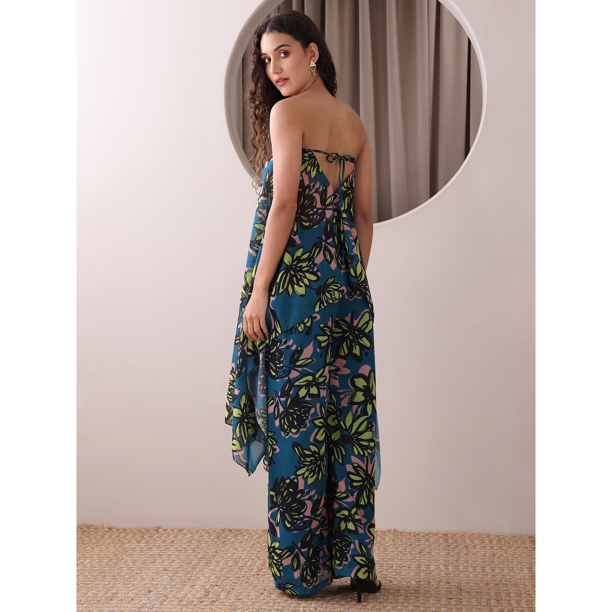 Purvaja Womens Maxi Co-Ords (Razy-005_Teal_Large)
