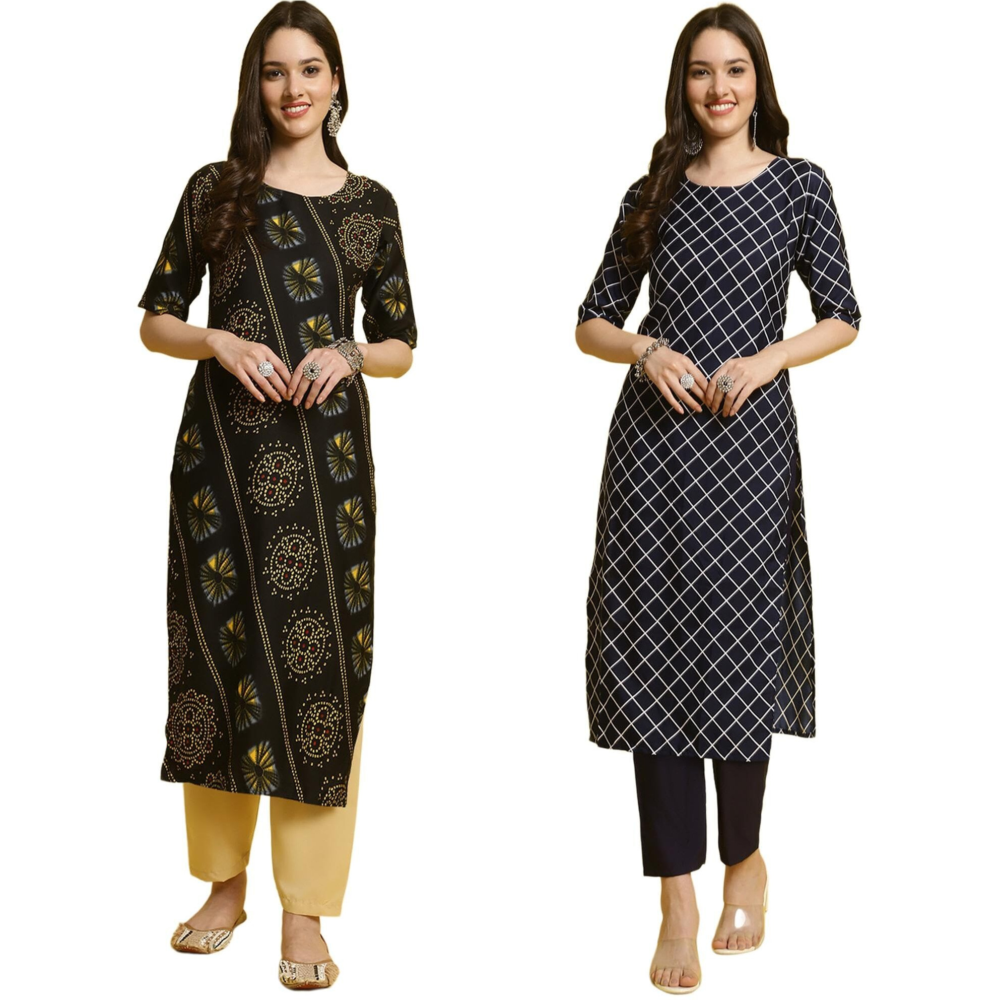 Tee Projekt Straight Kurta & Pant For Women Ethnic Kurta Set For Women (Pack Of 2)
