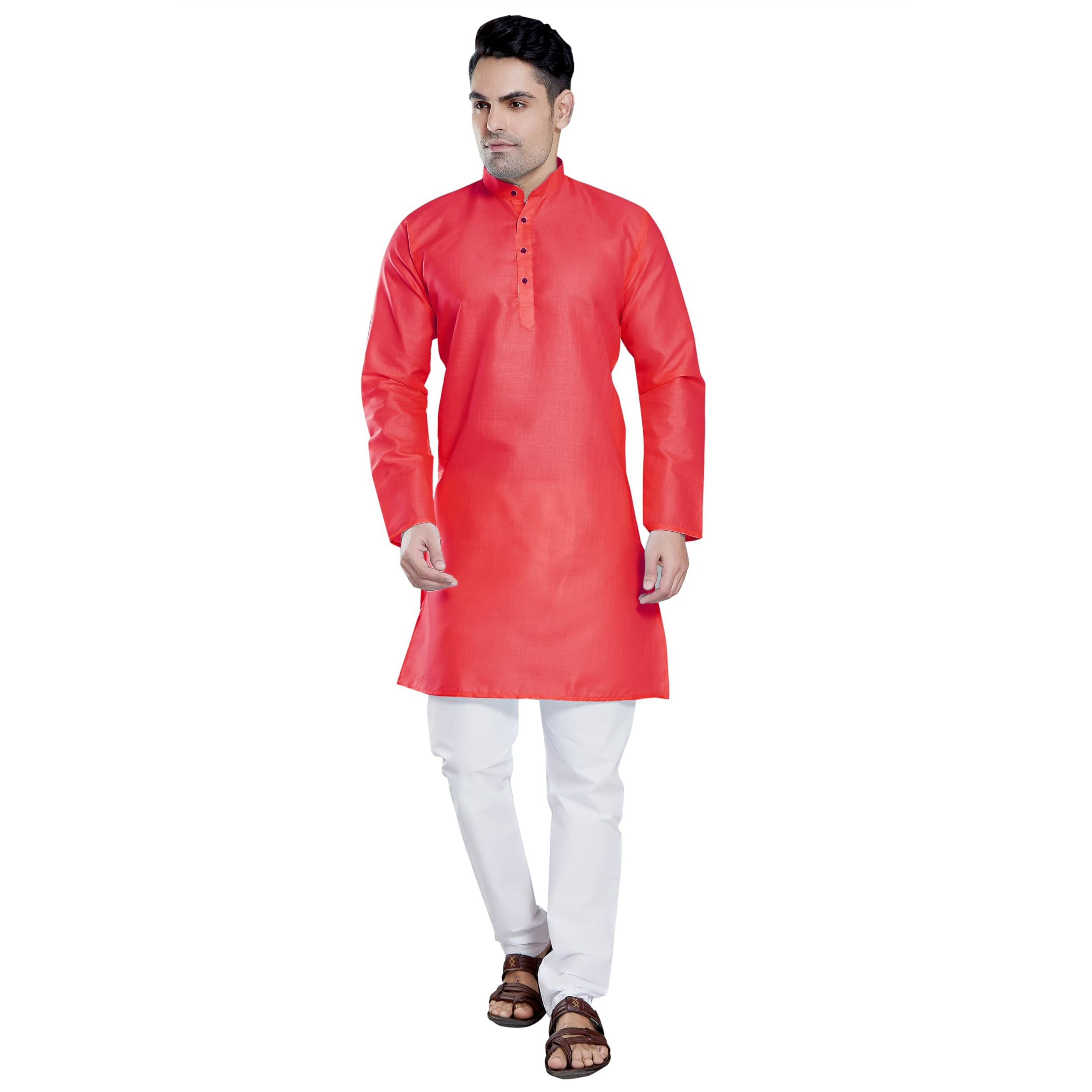 Divisive Men's Plain Cotton Blend Linen Slim Fit Kurta Pyjama Set (Dkrt59_Xxl_Gajri)