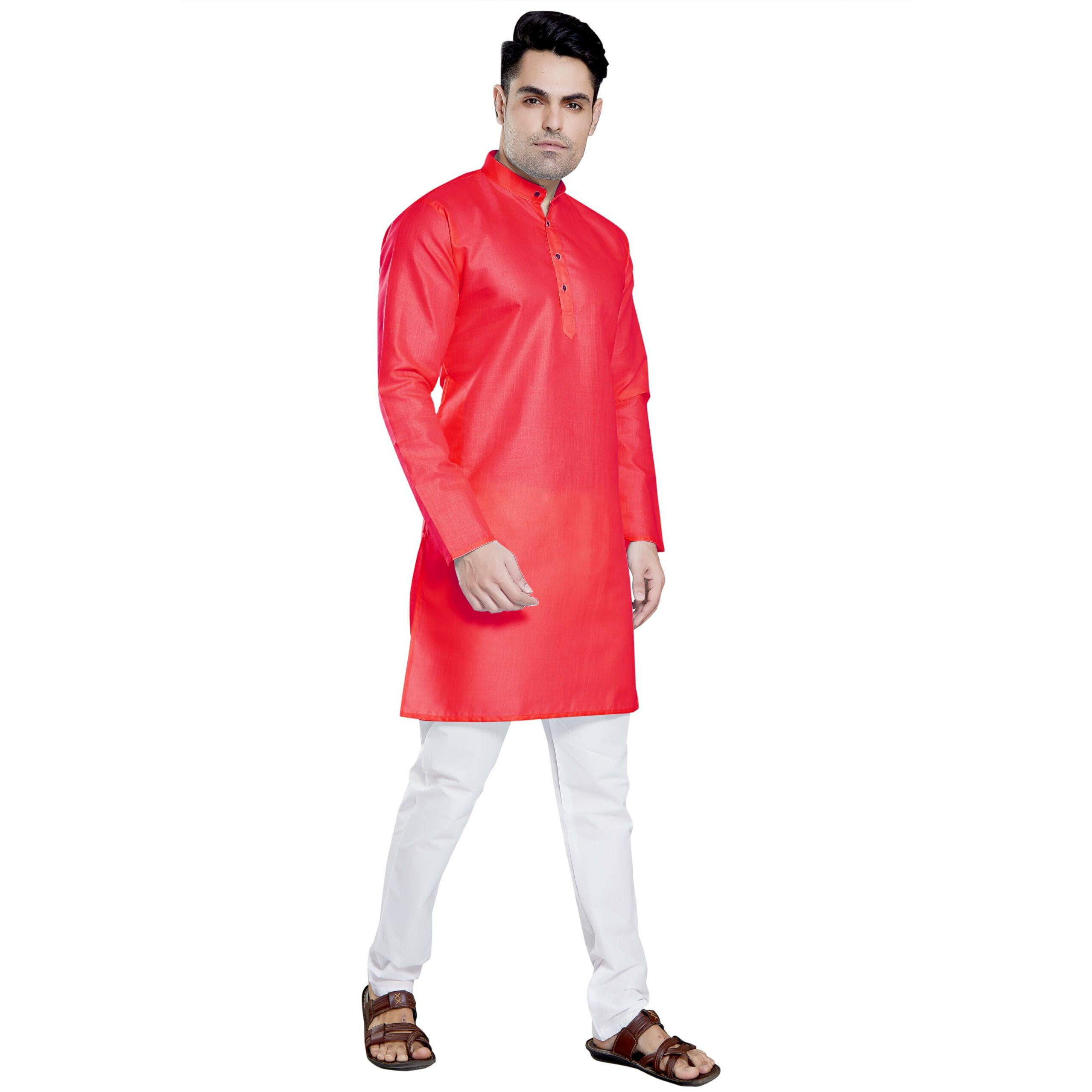 Divisive Men's Plain Cotton Blend Linen Slim Fit Kurta Pyjama Set (Dkrt59_Xxl_Gajri)