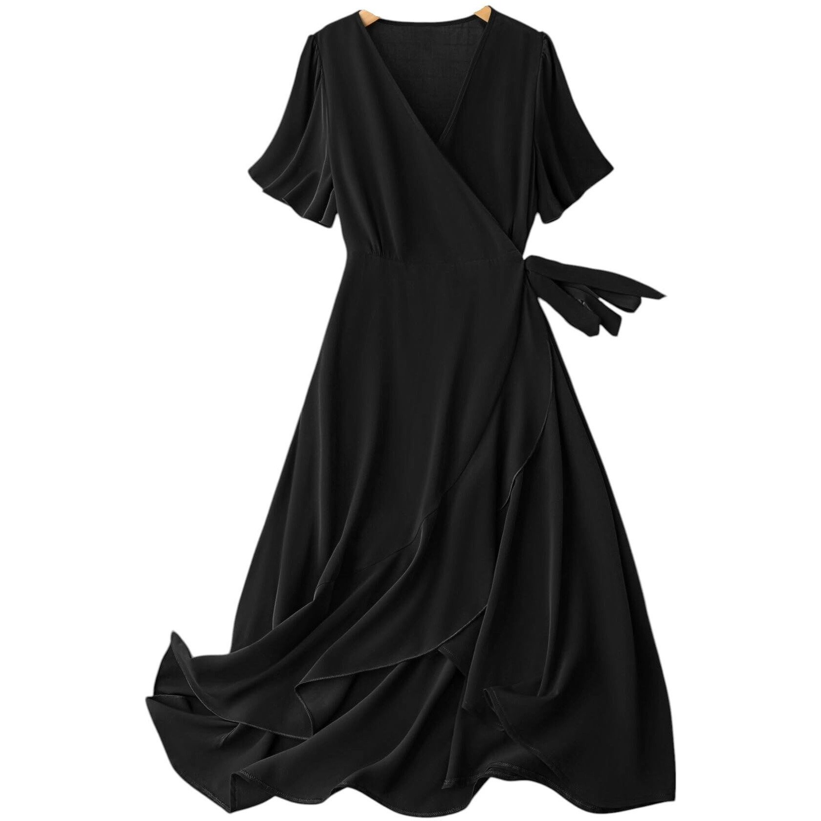 Litzo Women's Lycra A-Line Maxi Dress (L-59-S_Black