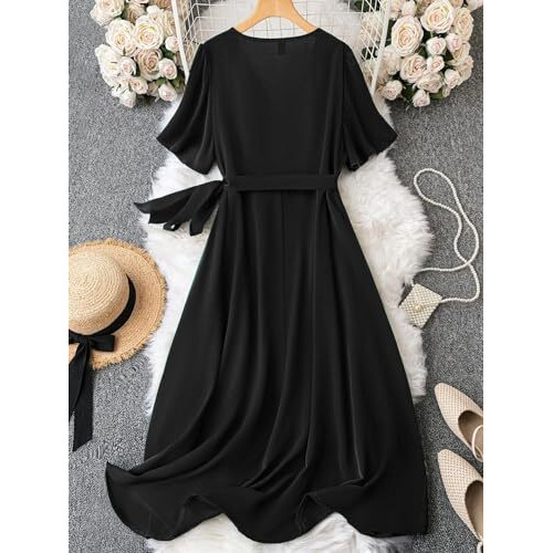 Litzo Women's Lycra A-Line Maxi Dress (L-59-S_Black