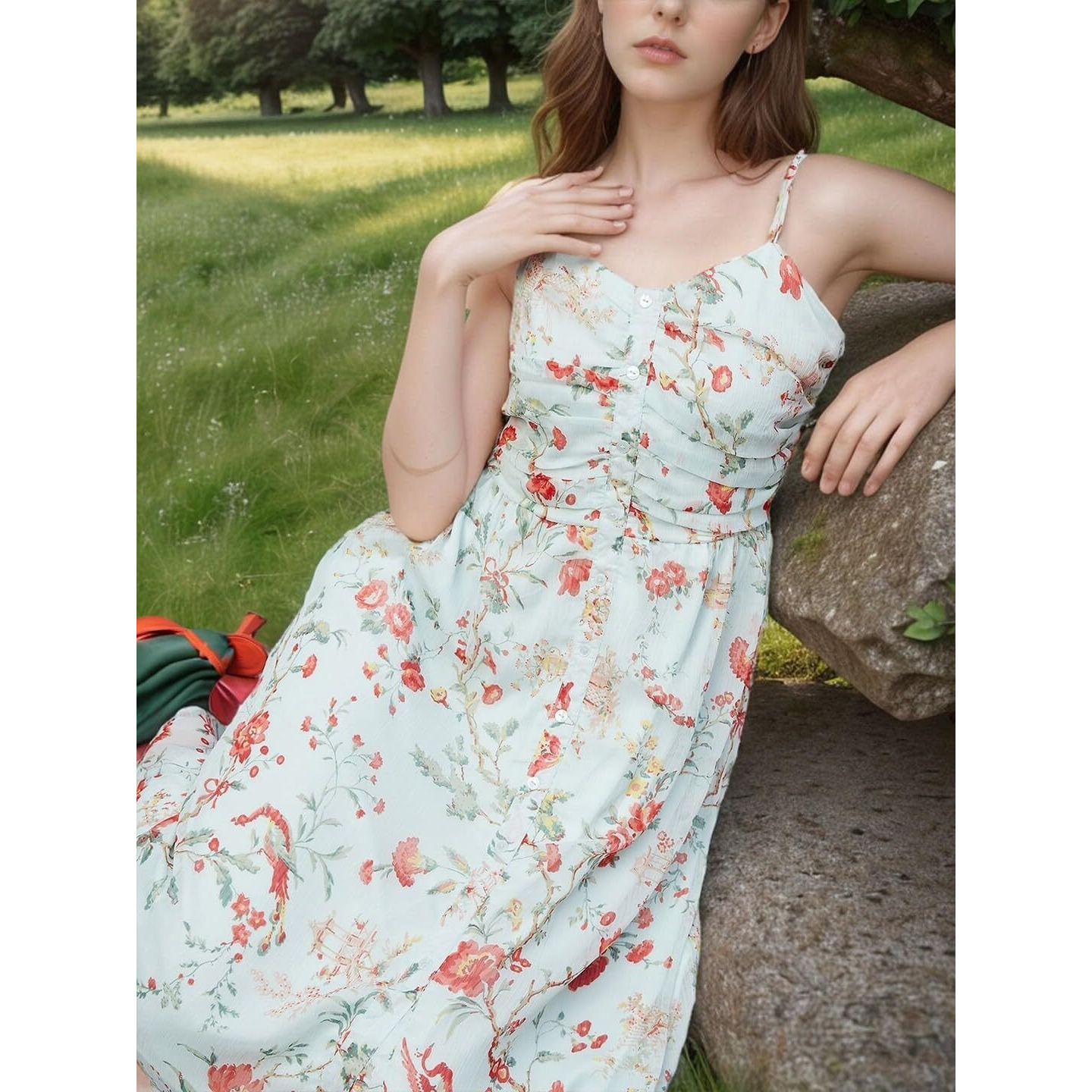 Rare Women's Polyester Fit And Flare Midi Dress (Ep659Cl_Sea Green