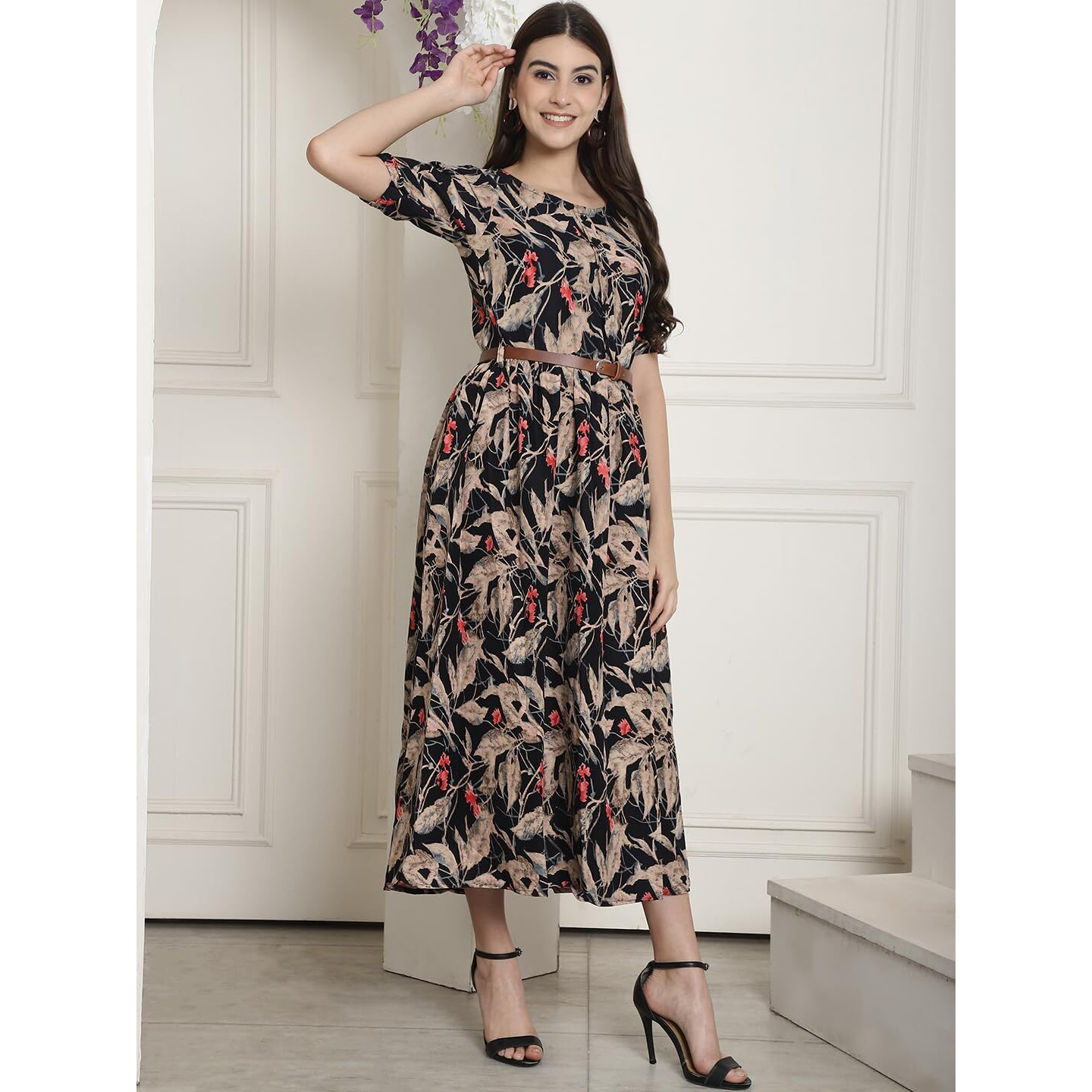 Tee Projekt Women Blush Blossom Black Gown Dress