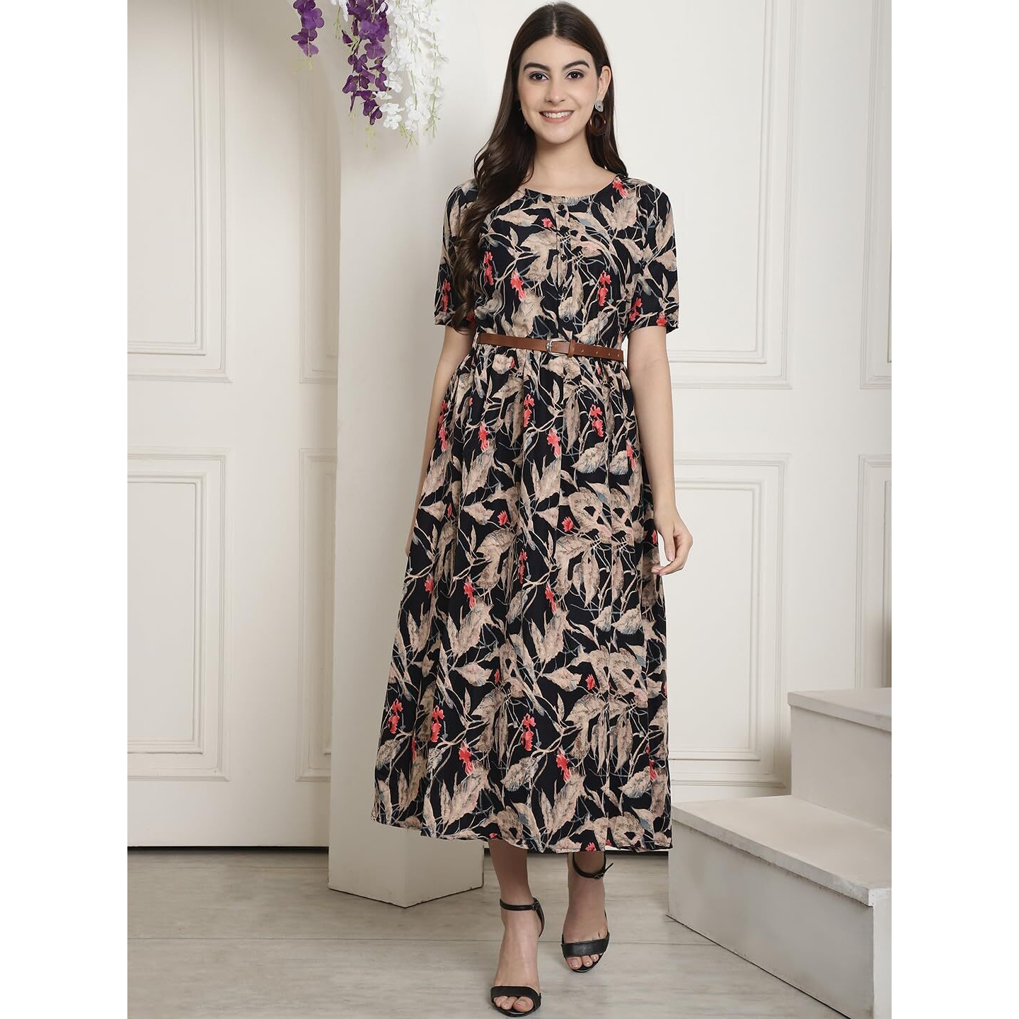 Tee Projekt Women Blush Blossom Black Gown Dress