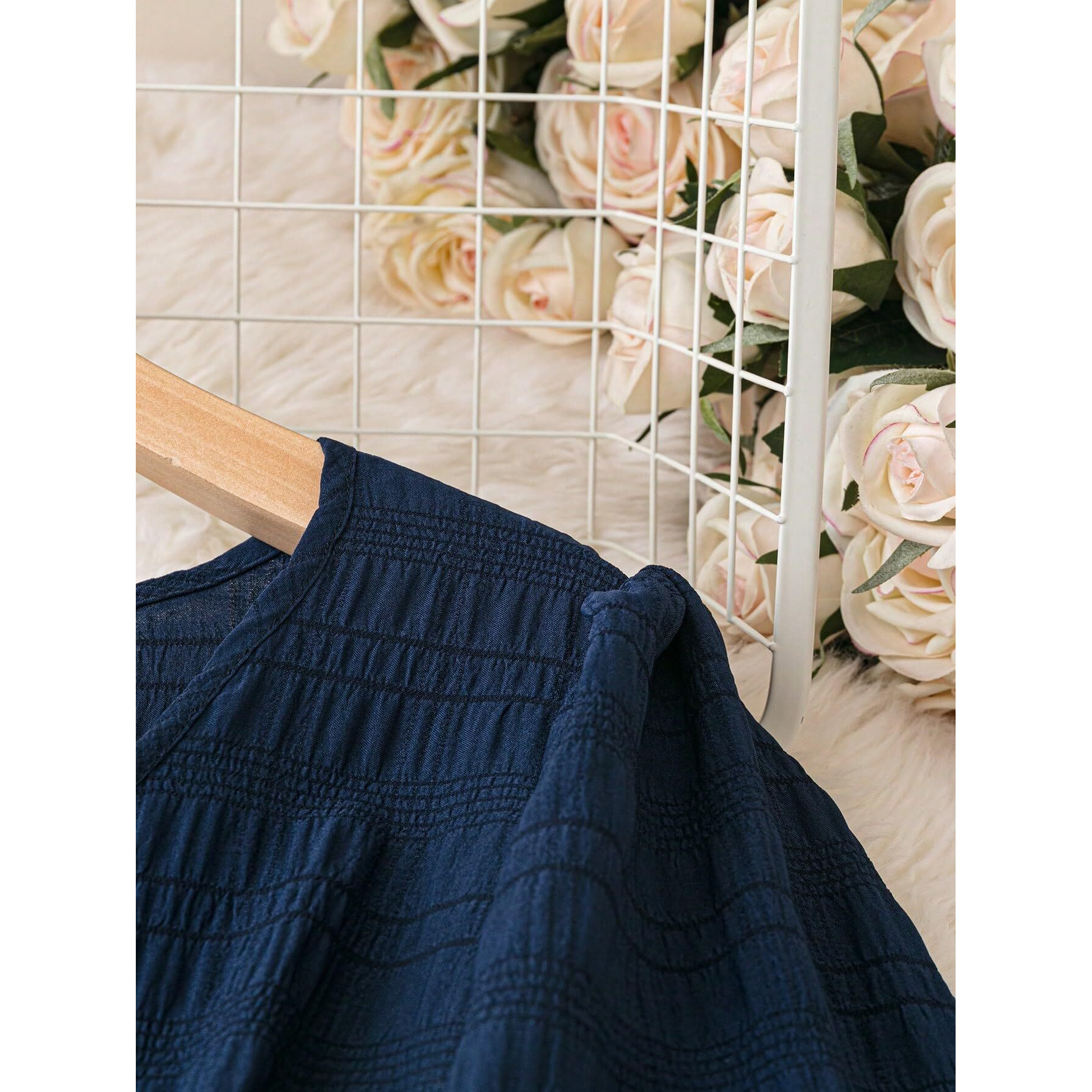 Shasmi Polyester A-Line Midi Dresses One Piece For Womens Casual Dress_Navy Blue