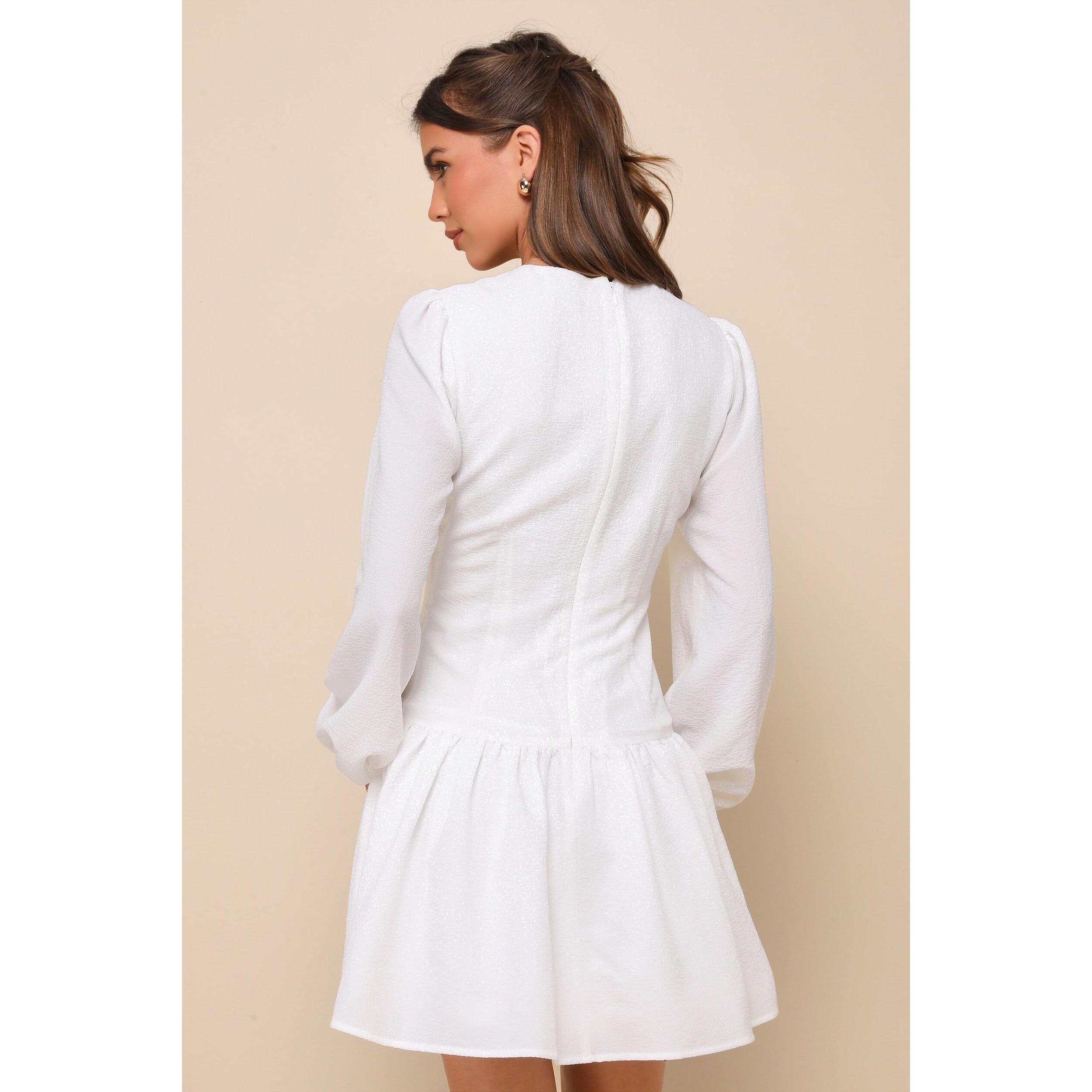 Rare Womens Polyester A-Line Mini Casual Dress (Ep8131_White_Xl)