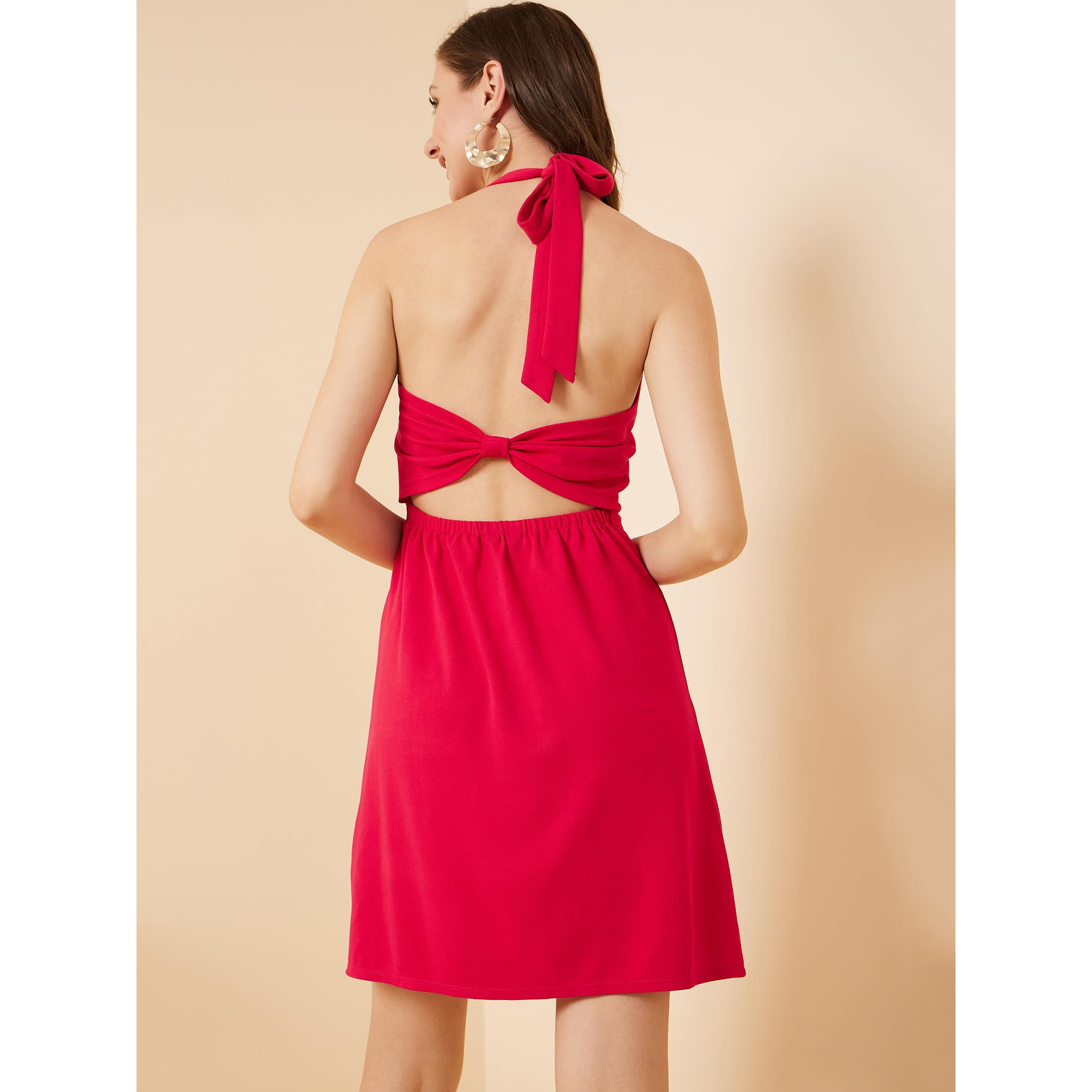 Rare Womens Spandex A-Line Above The Knee Casual Dress (Ep8007C_Pink_S)