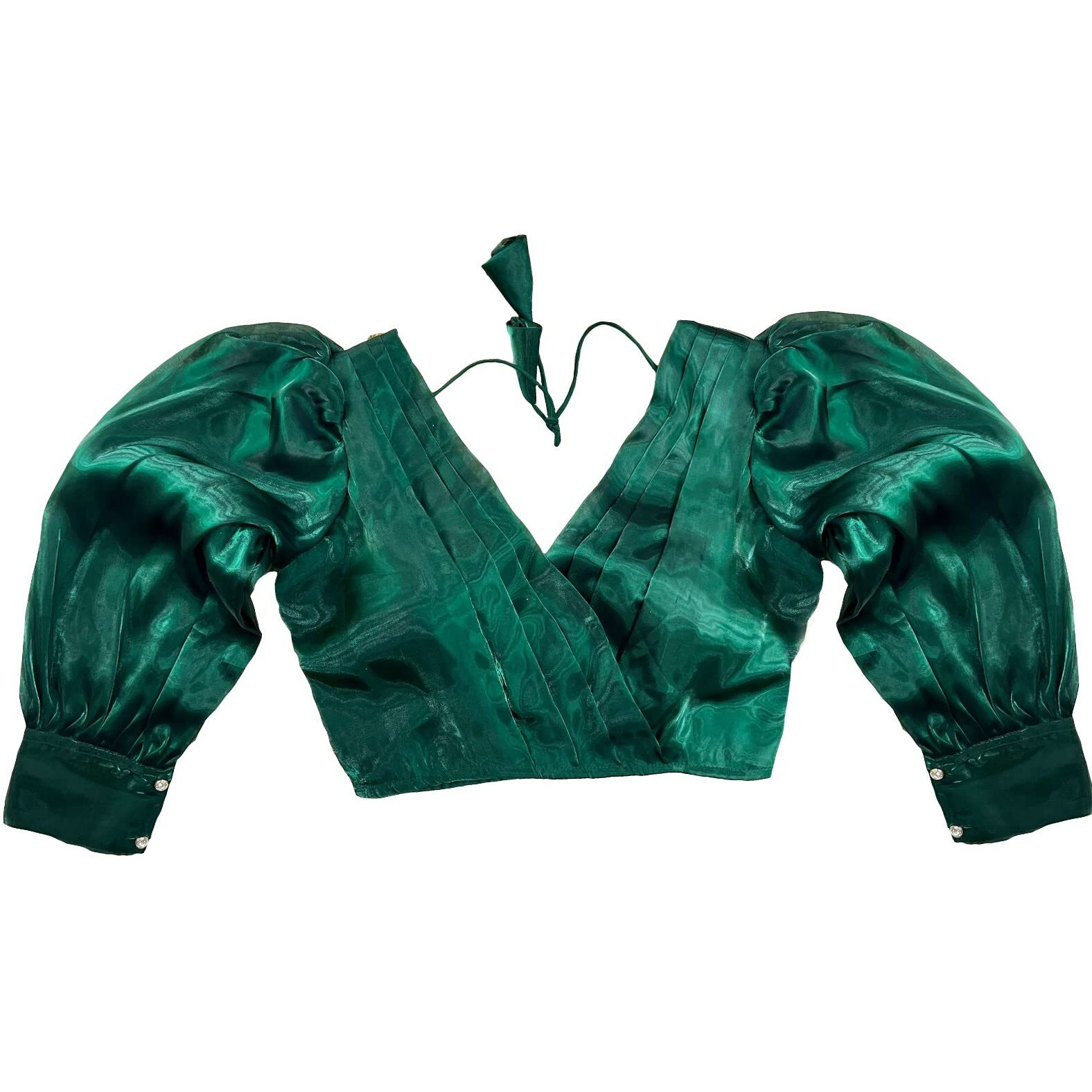 Pujia Mills Zimmi Choo Full Balloon Sleeve Pann Neck Trendy Blouse (Balloon Green 38)
