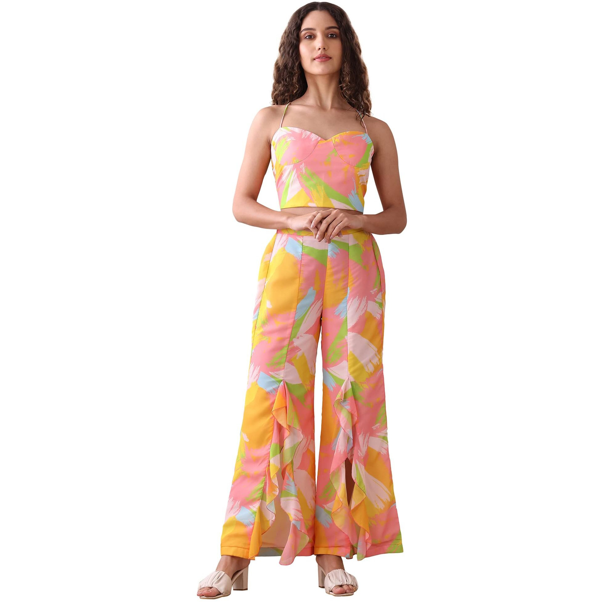 Purvaja Womens Maxi Co-Ords (Razy-013_Yellow_Medium)