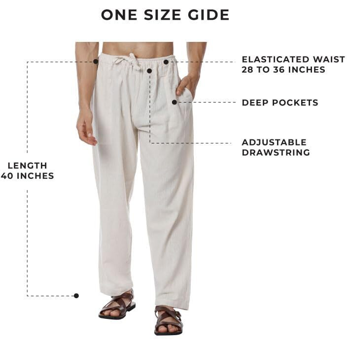 Digital Shopee Mens Eco-Friendly Cotton Pyjama Pack Of 2 | Cream + Grey | 26-30 Inches