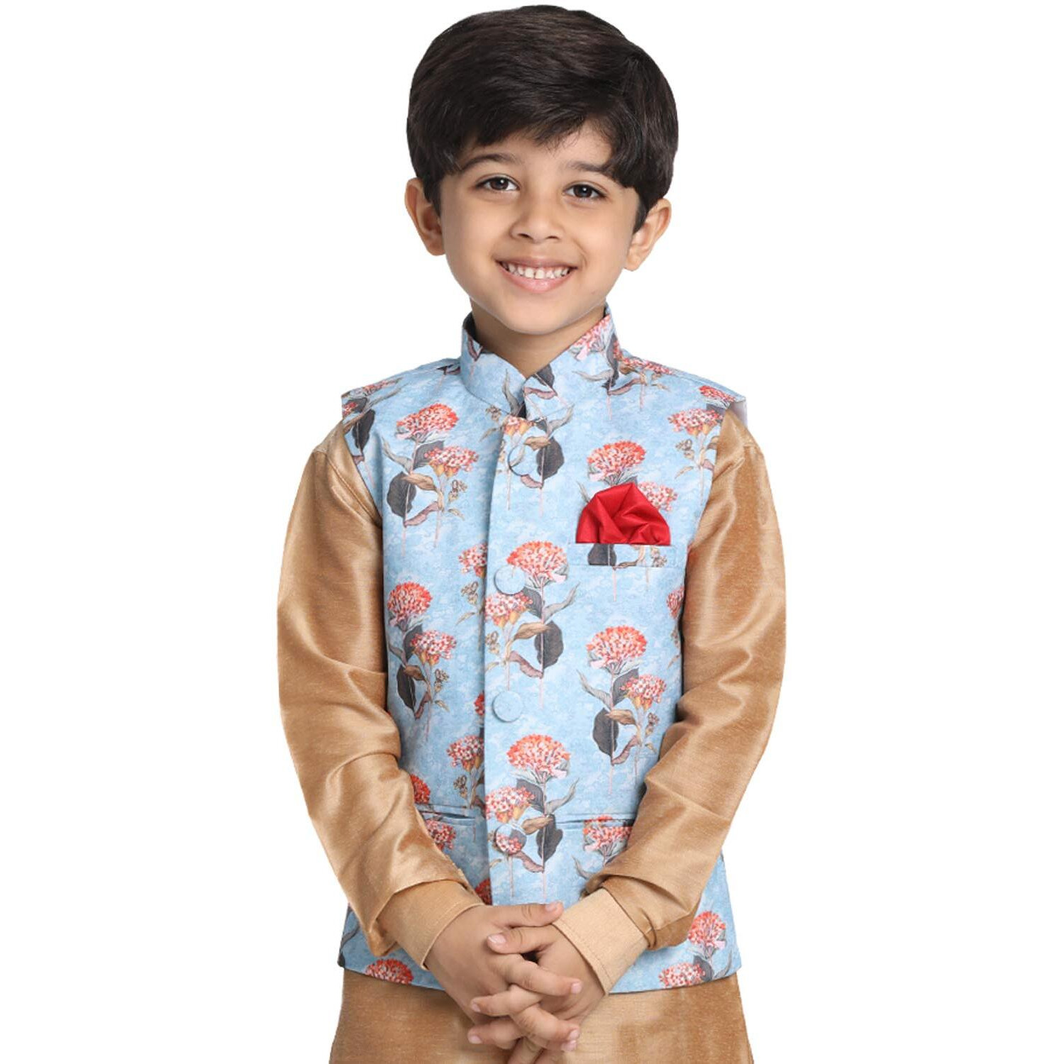 Jbn Creation Boys Cotton Linen Blend Sky Blue And Multicolour Nehru Jacket_Jbnbj043_24