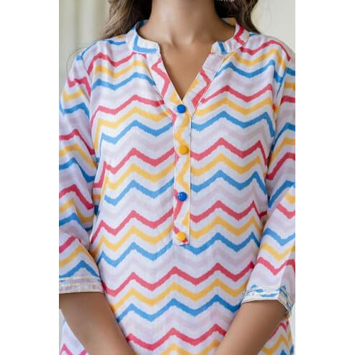 Lookmark Kurta Set Sizzle With Ethnic Flair Make Heads Turn With Our Vibrant Cotton Blend Printed Kurti Pant Sets (Az-Lm-P6-Ks2148-Xl) Multicolour