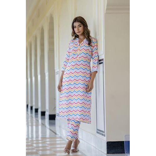 Lookmark Kurta Set Sizzle With Ethnic Flair Make Heads Turn With Our Vibrant Cotton Blend Printed Kurti Pant Sets (Az-Lm-P6-Ks2148-Xl) Multicolour