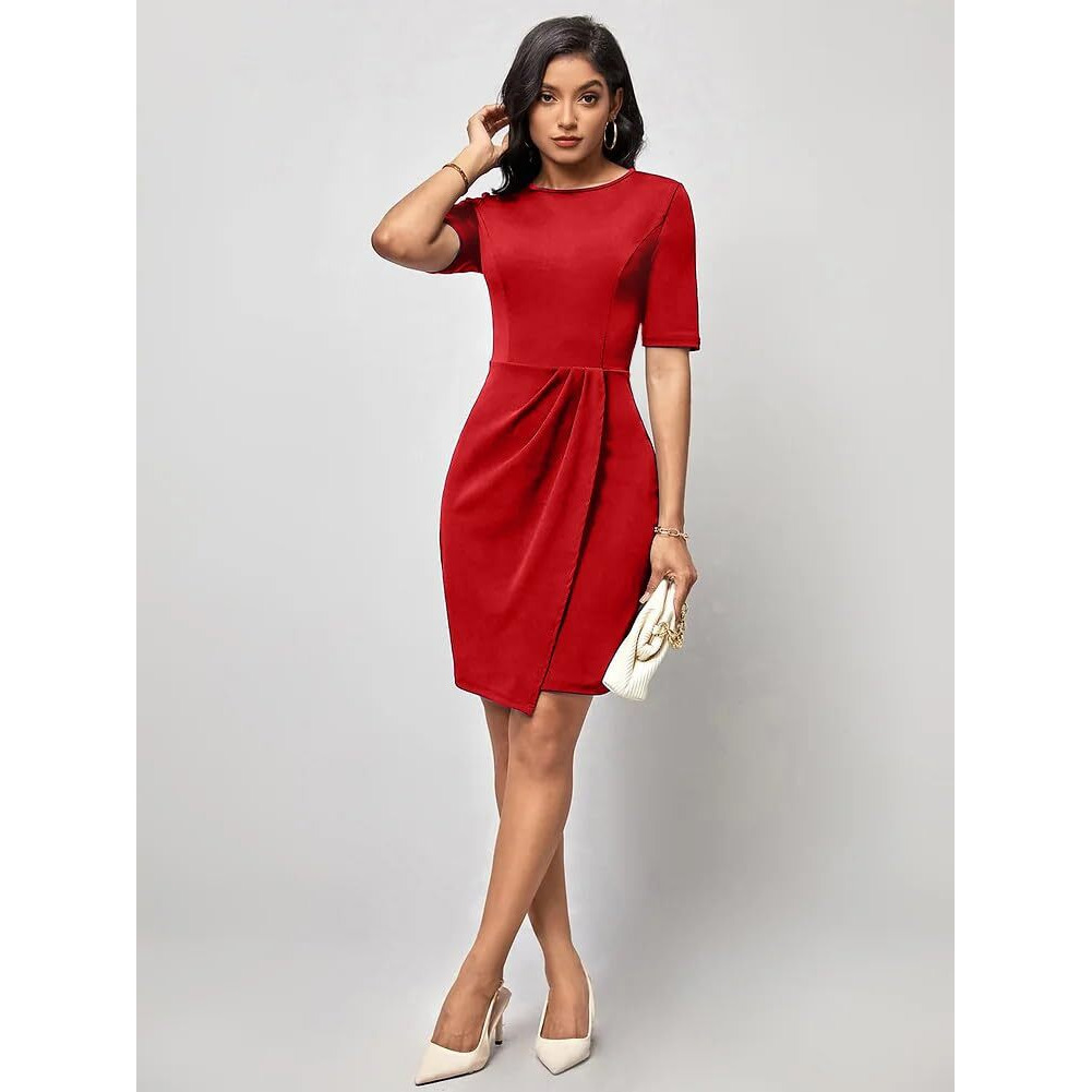 Oomph Women's Western & Fusion Wear Stetchable Party Dress For Women, Red - Md956