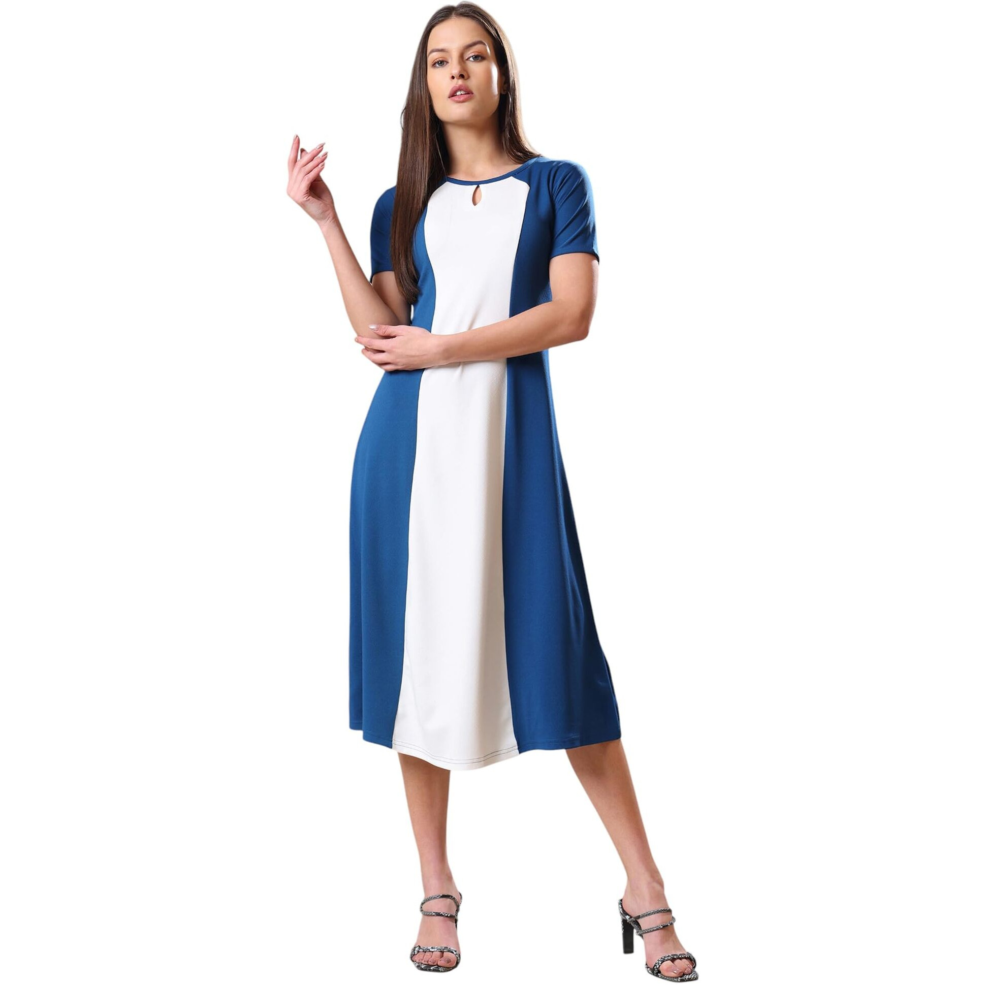 Purvaja Womens A-Line Midi Dress (Bely-178_Dark Blue_Large)