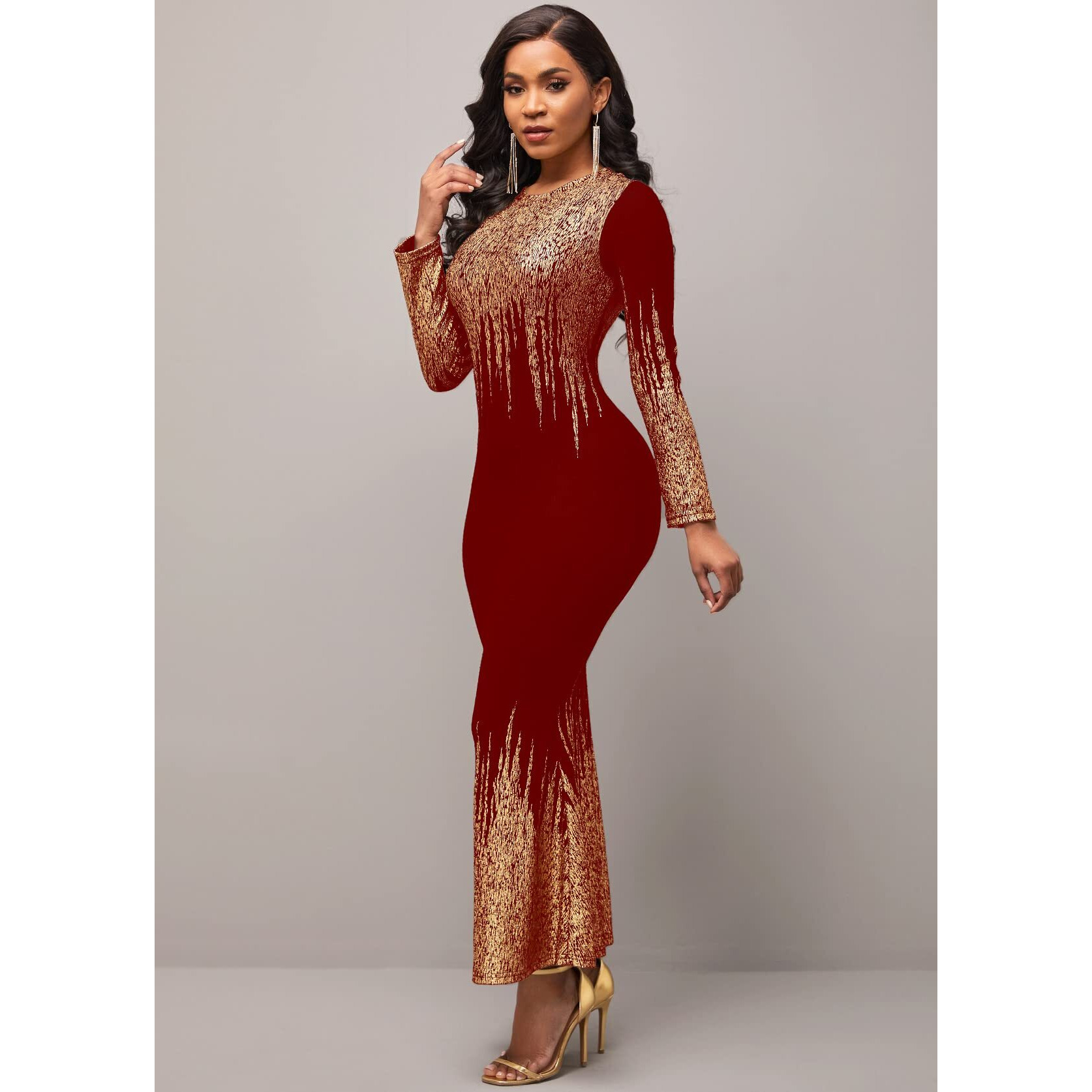 Shasmi Women's Maroon Lycra Solid Textured Round Neck Bodycon Dress For Women (Dress 55 Maroon Xs)