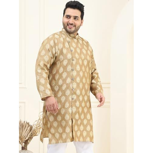 Sojanya Plus (Since 1958) Men's Jacquard Silk Brown Self Design Only Long Kurta