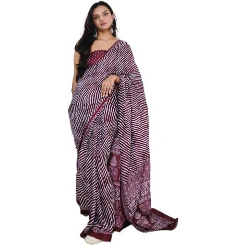 Shiv Textiles Womens Pure Cottoncasual Wear Saree (Smc-St-43-Wine)