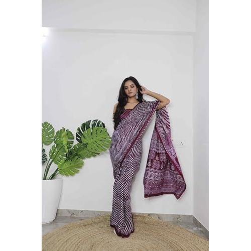 Shiv Textiles Womens Pure Cottoncasual Wear Saree (Smc-St-43-Wine)