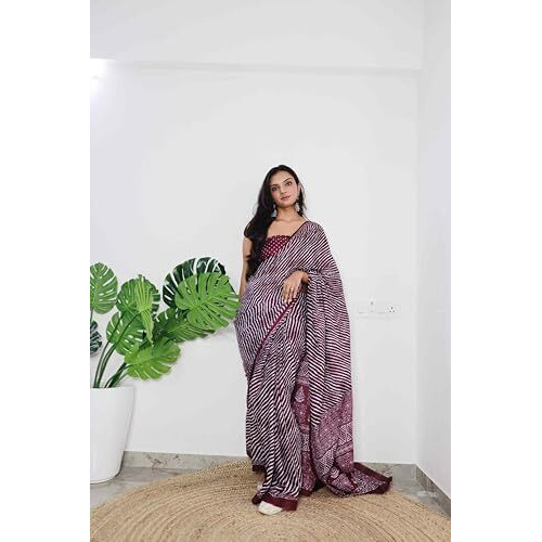 Shiv Textiles Womens Pure Cottoncasual Wear Saree (Smc-St-43-Wine)