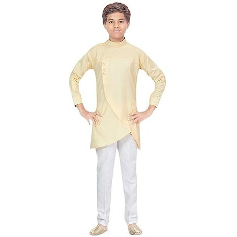 Aarika Boys Cream-White Colour Cotton Solid Kurta Pyjama Set (Kp-K-Jd-117-Cream-White-7)