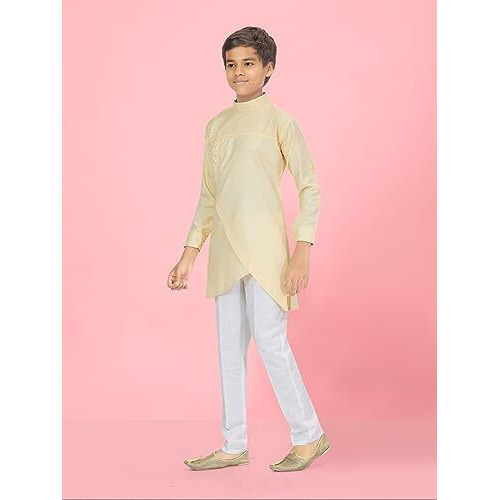 Aarika Boys Cream-White Colour Cotton Solid Kurta Pyjama Set (Kp-K-Jd-117-Cream-White-7)