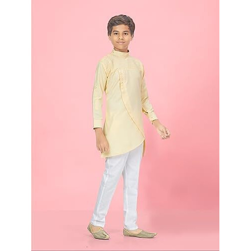 Aarika Boys Cream-White Colour Cotton Solid Kurta Pyjama Set (Kp-K-Jd-117-Cream-White-7)
