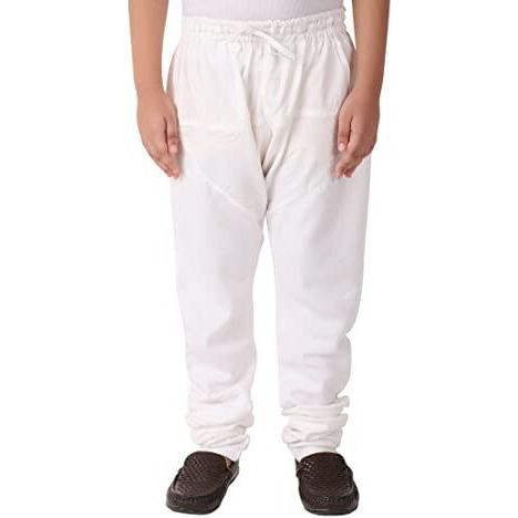 Fabindia Boy's Churidar Fit Casual Pants (10740449_White_6-8Y)