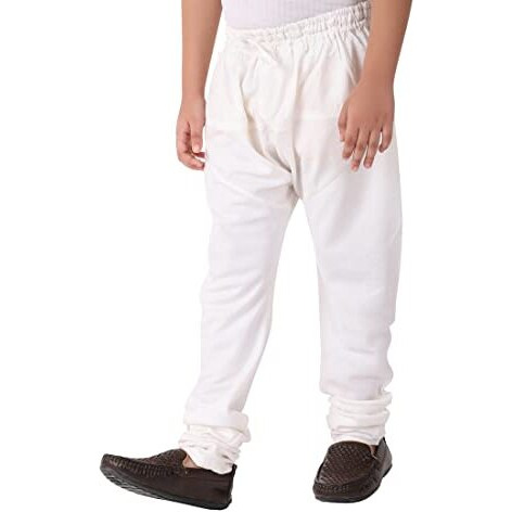 Fabindia Boy's Churidar Fit Casual Pants (10740449_White_6-8Y)