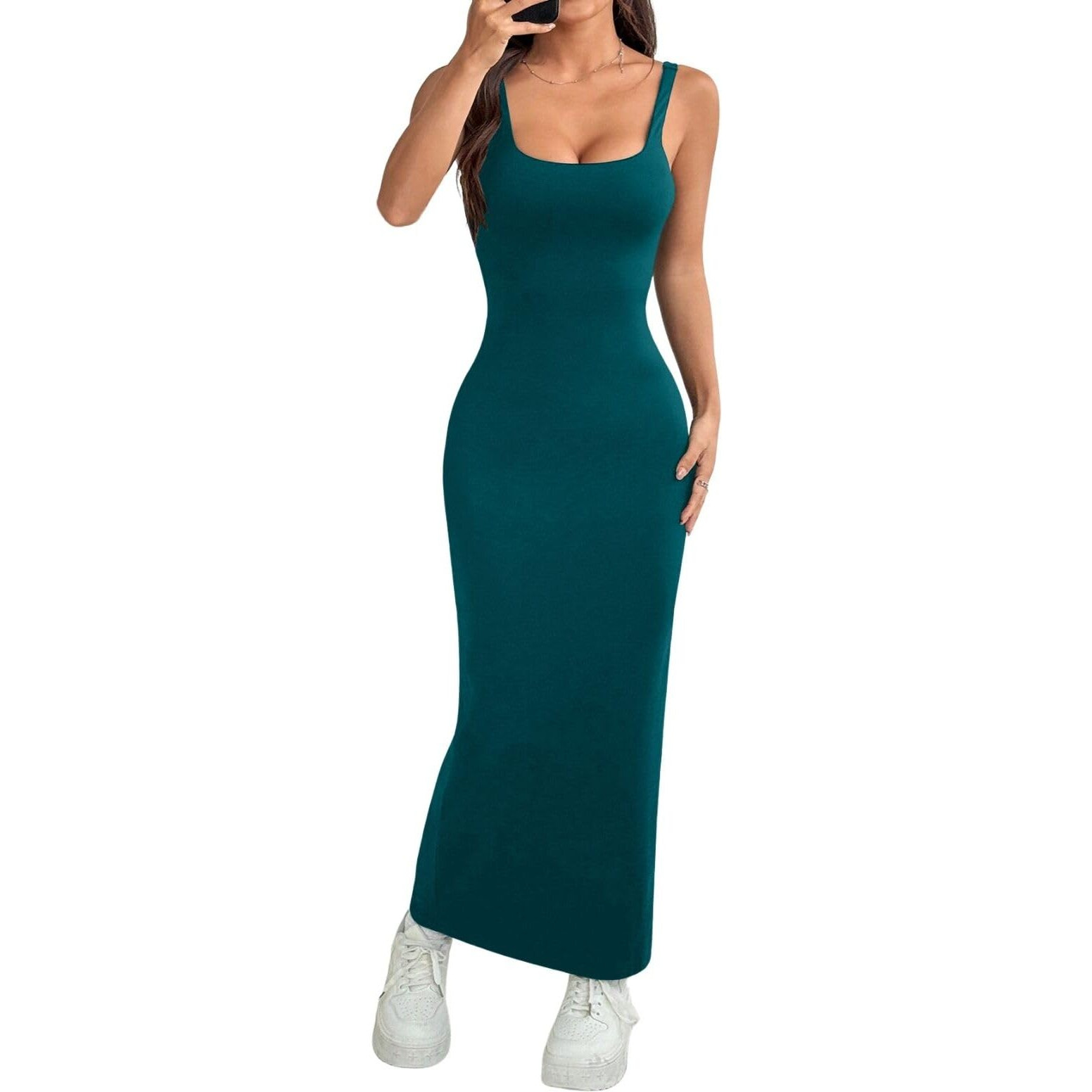 Greciilooks Lycra Blend Western Ankle Length Women Party Dress (Gl-W.Dress-Wd1287_Green