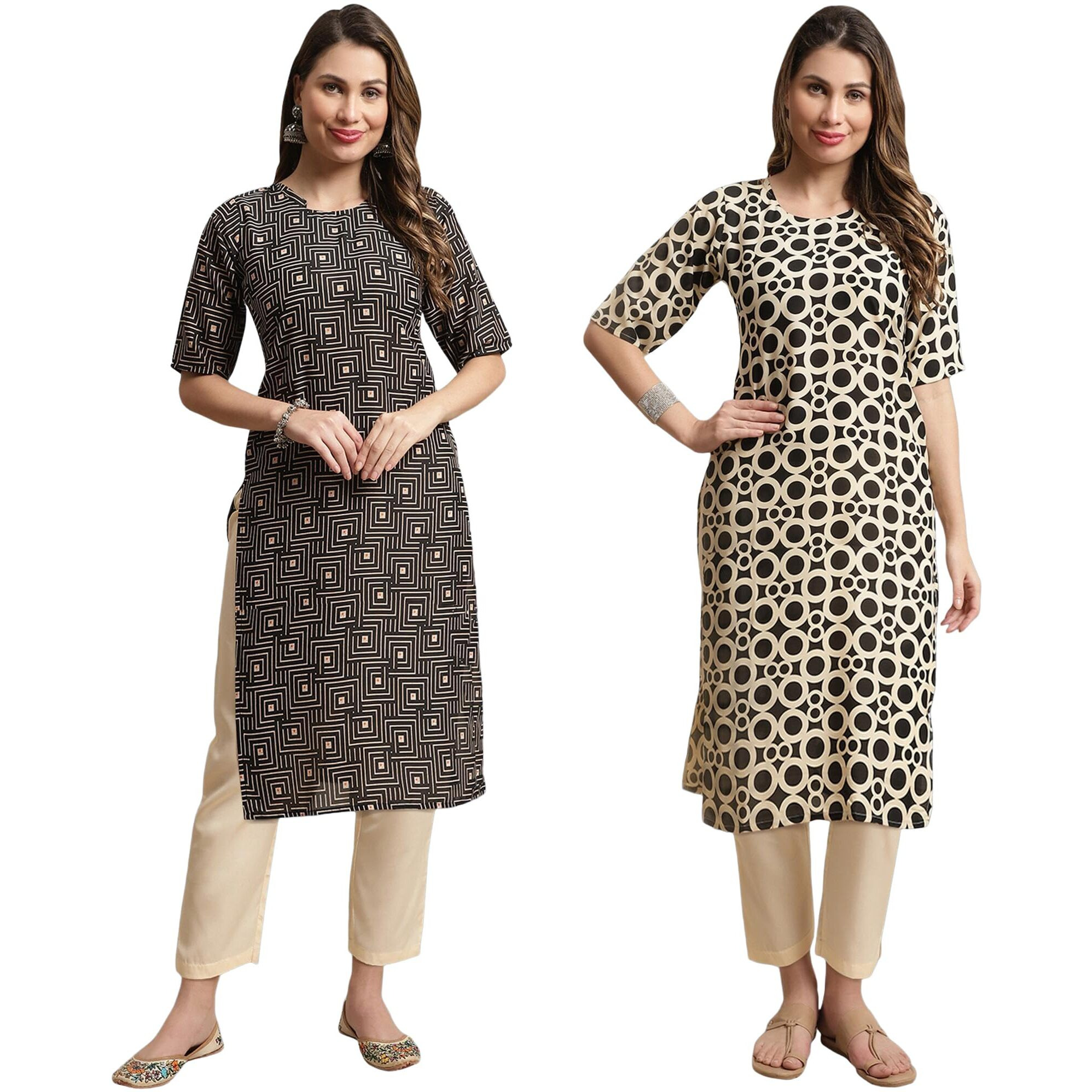 Tee Projekt Printed Crepe Kurti & Pant Set For Women Festival Wear Stylish Kurta Set