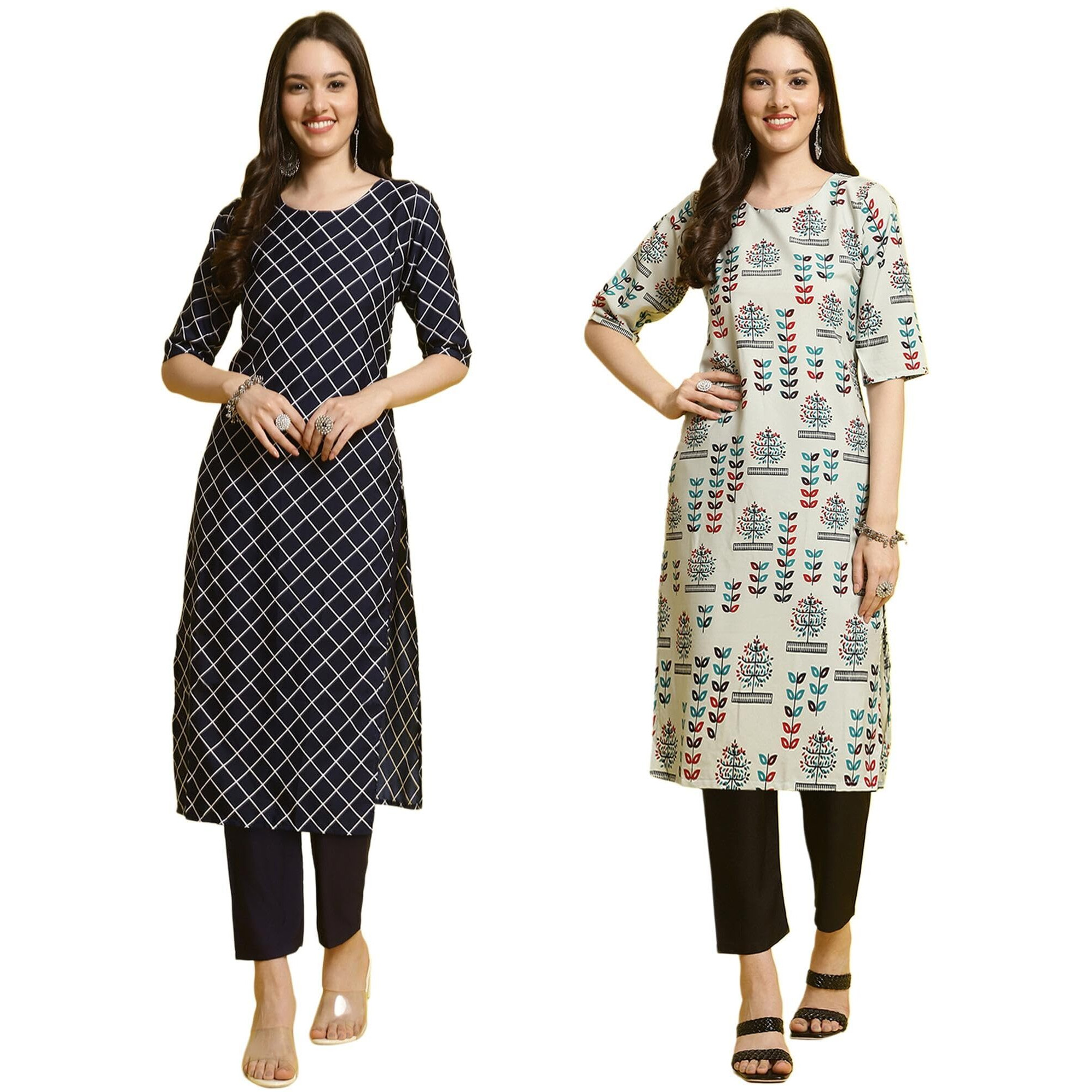 Tee Projekt Straight Kurta & Pant For Women Ethnic Kurta Set For Women (Pack Of 2)
