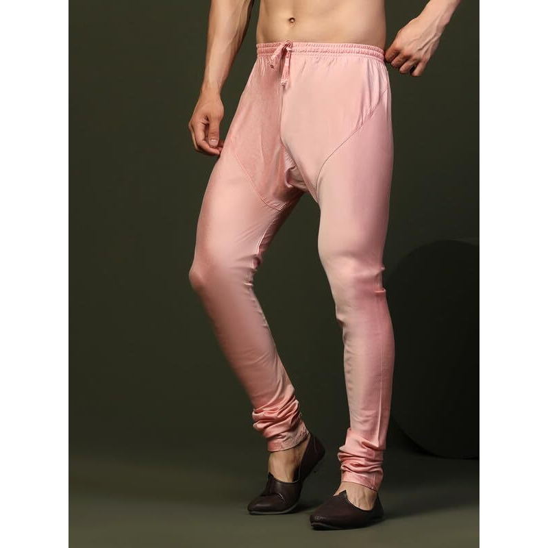 Kisah Mens Churidar, Pink Solid Cotton Blend (42)