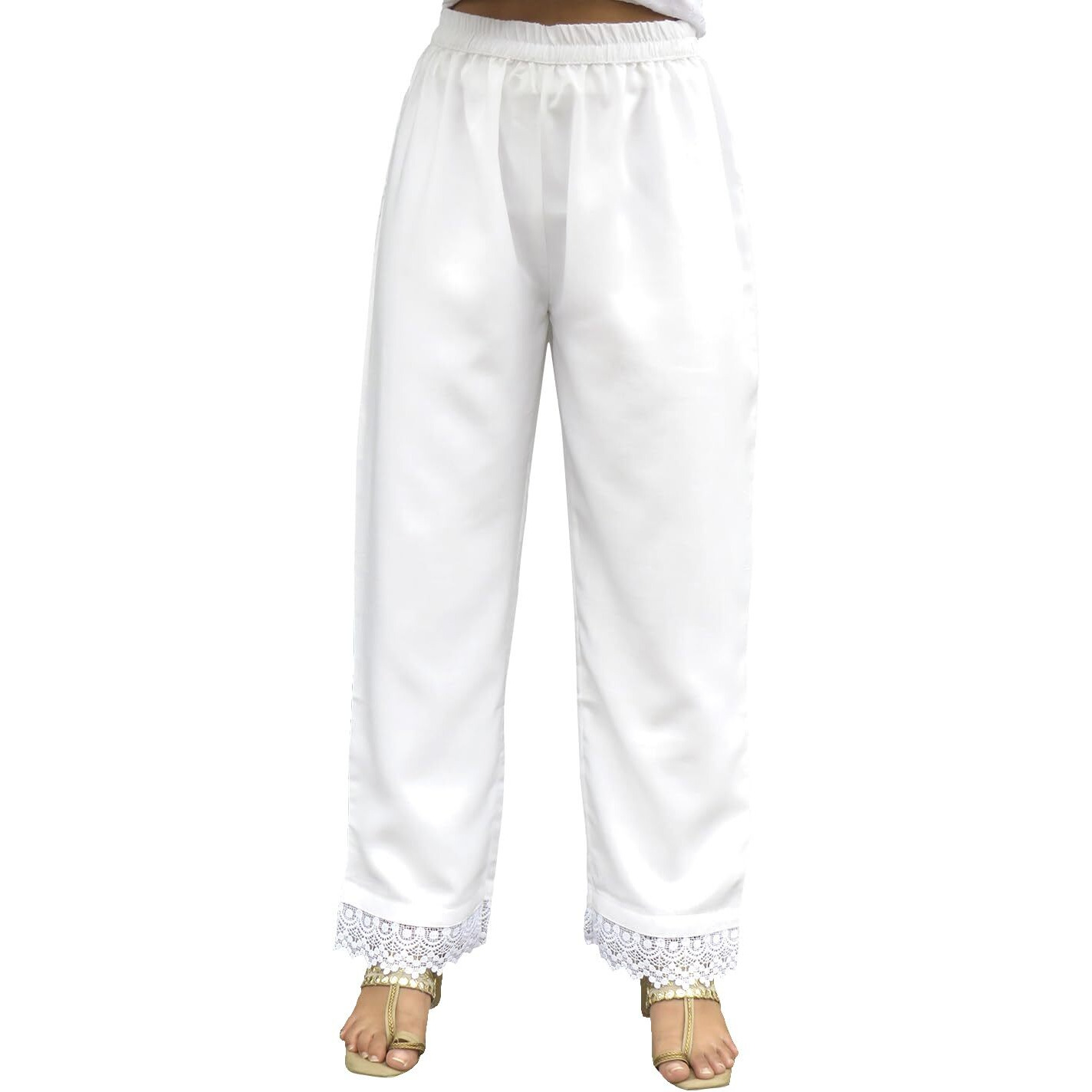 Varanga Women Lace Detailed Regular Palazzo White