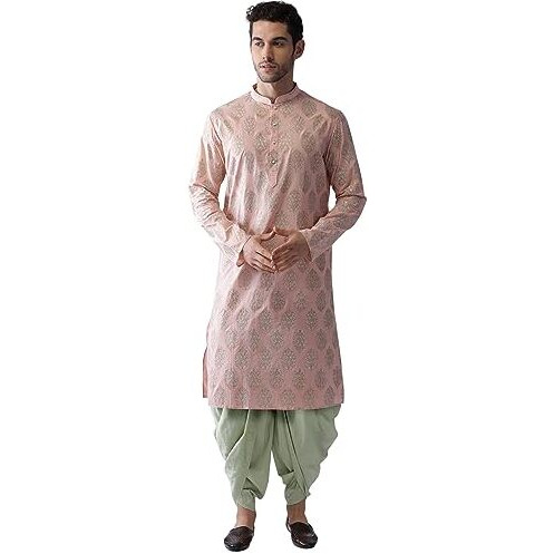 Kisah Men Printed Kurta Set, Full Sleaves, Knee Length, Straight, Regular Fit, Mandarin Collar Ethnic Wear|40