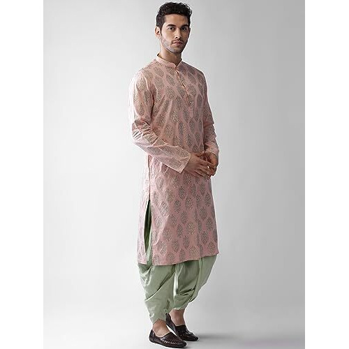 Kisah Men Printed Kurta Set, Full Sleaves, Knee Length, Straight, Regular Fit, Mandarin Collar Ethnic Wear|40