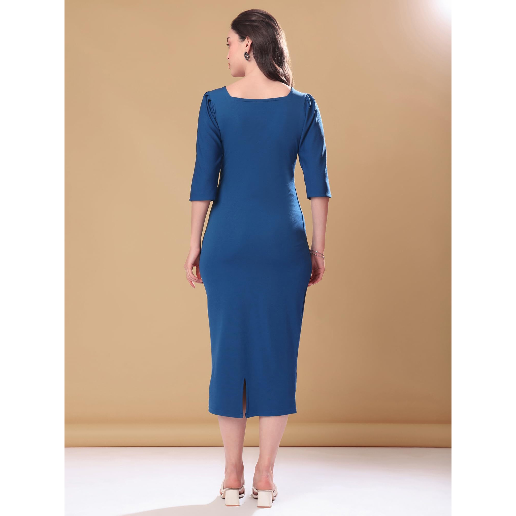 Purvaja Womens Bodycon Midi Dress (Bely-133-140) (In, Alpha, Xl, Teal)