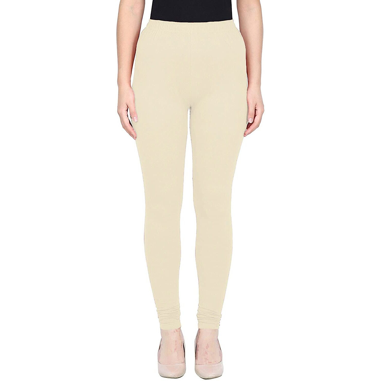 Shasmi Womens Stretch Leggings Chudidar Chikku 51_Cream_M