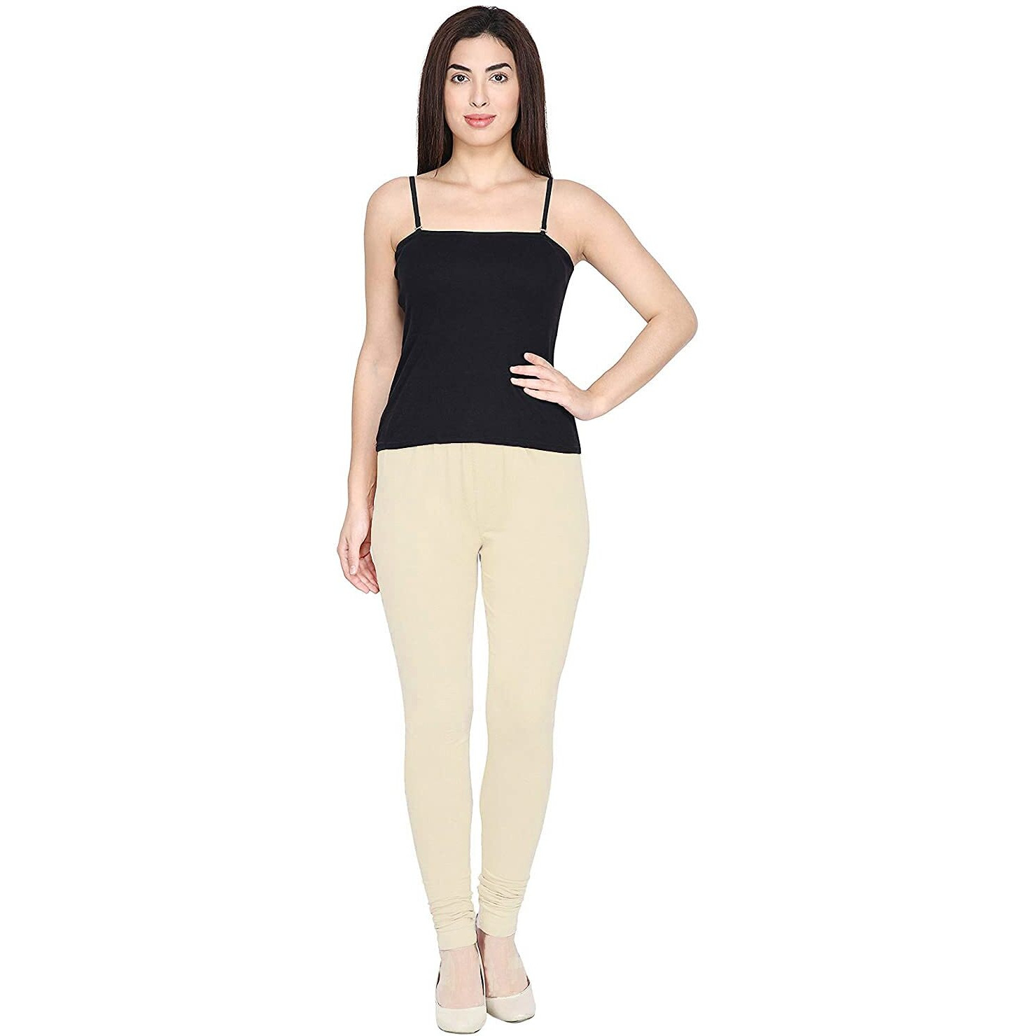Shasmi Womens Stretch Leggings Chudidar Chikku 51_Cream_M