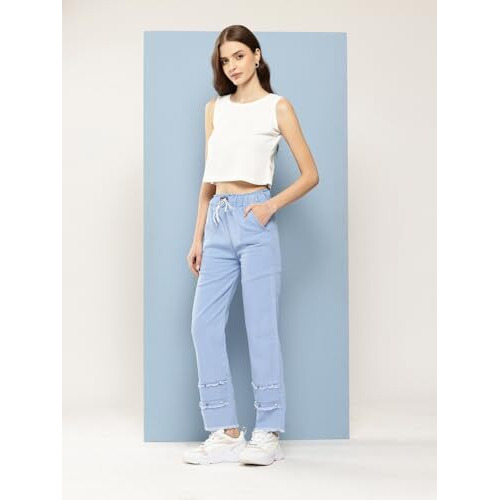 Aarika Womens Casual Wear Blue Colour Embellished Denim Co-Ord Set (S-L)