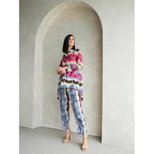 Greciilooks Women Rayon Casual Regular Fit Co Ord Sets (Pink, Small)