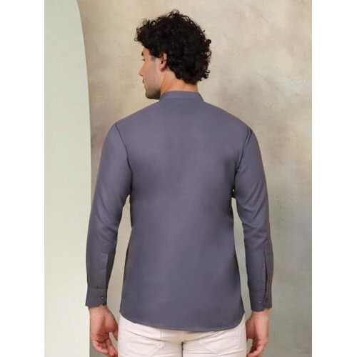 Jompers Mens Grey Solid Short Kurats. (Grey, S)
