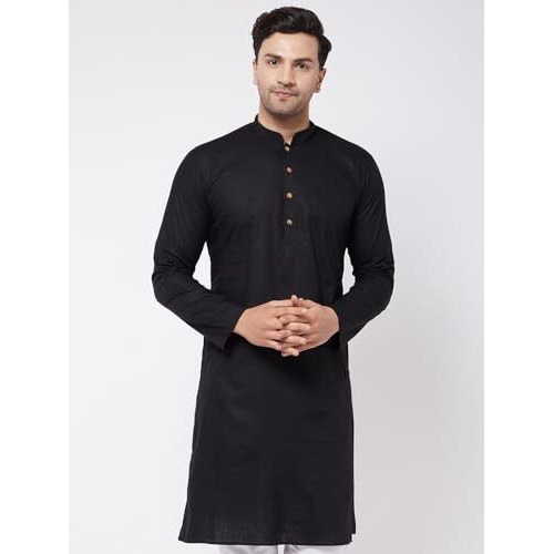 Lymio Men Kurta || Kurta For Men || Mens Cotton Blend Kurta || Long Slevee Kurta (Men-Kurta) (S, Black)