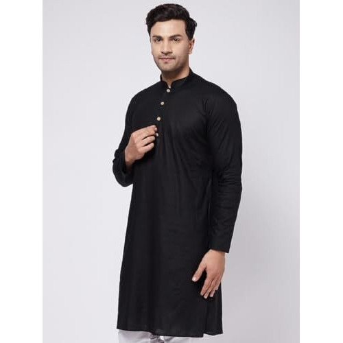 Lymio Men Kurta || Kurta For Men || Mens Cotton Blend Kurta || Long Slevee Kurta (Men-Kurta) (S, Black)