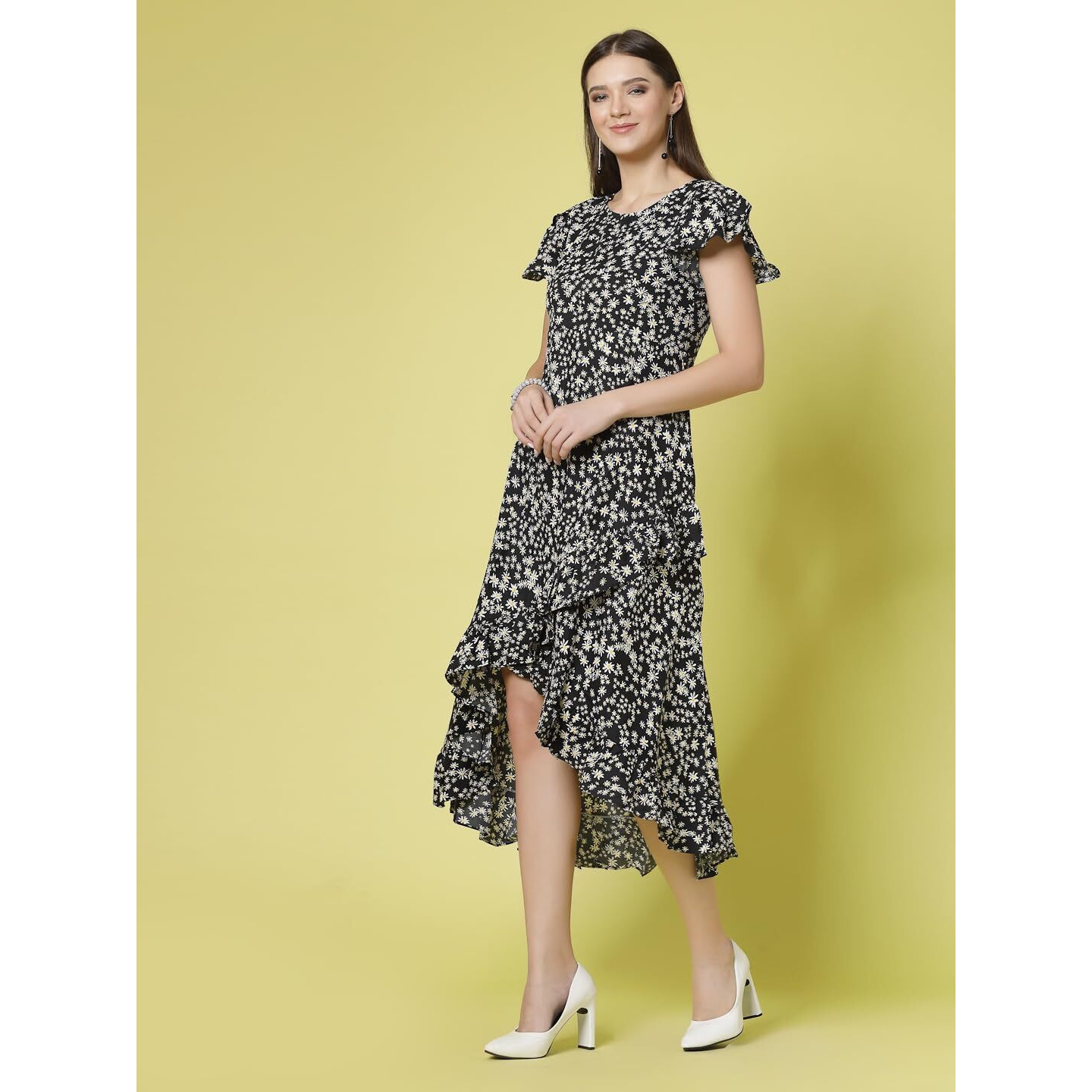 Oomph Dress For Women Stylish| Summer Vacation Style |Floral Print Wrap Maxi |Lightweight Flared Maxi Dress For Casual & Holiday Wear