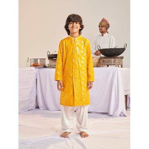 Pspeaches Boys Floral Regular Kurta With Pyjamas (7-8Years)
