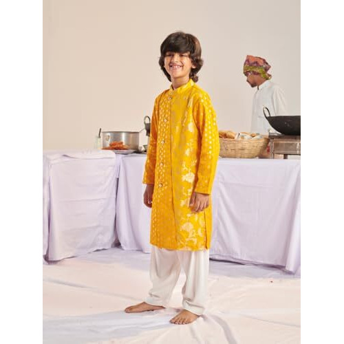 Pspeaches Boys Floral Regular Kurta With Pyjamas (7-8Years)