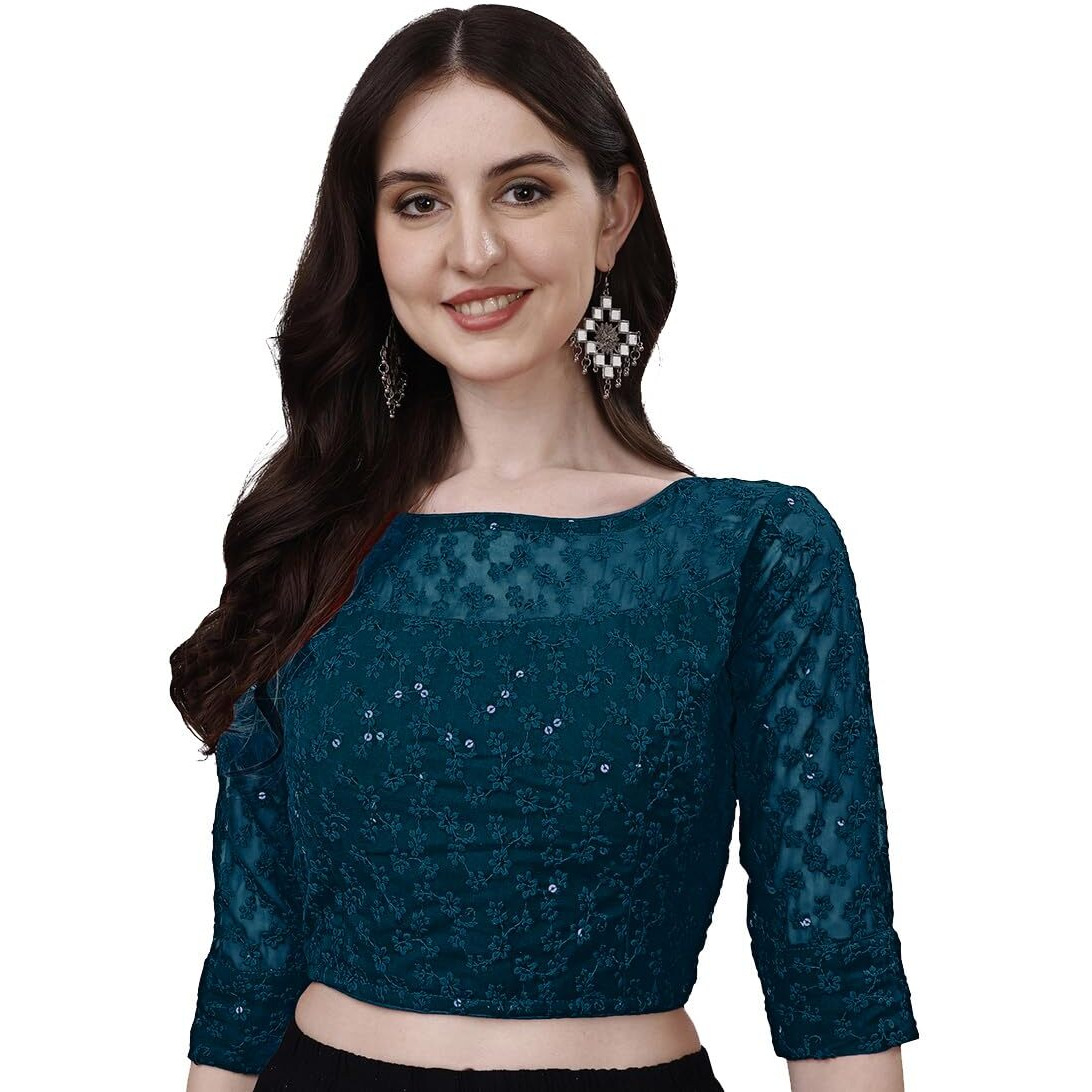 Pujia Mills Blouse For Women Blouse Readymade Stylish Design Blouses For Women Readymade Blouse For Women Stylish Fancy Blouse Stitched Blouse For Women Saree Blouse Sky Blue Blouse Readymade
